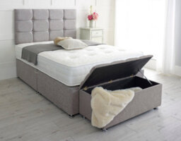Adore Designs Roma Chenille Divan Bed, With Pocket Mattress & Ottoman Storage Box - 4Ft6 Double - Black - 2 Drawers Same Side - thumbnail 2