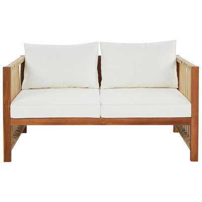 Wyld and Coco Alfresco Living 4-Seater Garden Sofa Set In Light Brown Acacia With Beige Rope Cushions - image 1