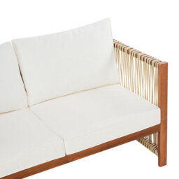 Wyld and Coco Alfresco Living 4-Seater Garden Sofa Set In Light Brown Acacia With Beige Rope Cushions - thumbnail 7