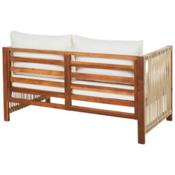 Wyld and Coco Alfresco Living 4-Seater Garden Sofa Set In Light Brown Acacia With Beige Rope Cushions - thumbnail 6