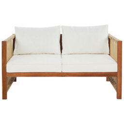 Wyld and Coco Alfresco Living 4-Seater Garden Sofa Set In Light Brown Acacia With Beige Rope Cushions - thumbnail 1