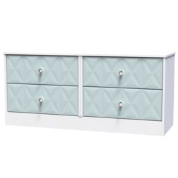 San Jose Ready Assembled Matt Duck Egg Blue & White No Effect 4 Drawer Wide Chest (H)521mm (W)1146mm (D)395mm - thumbnail 2