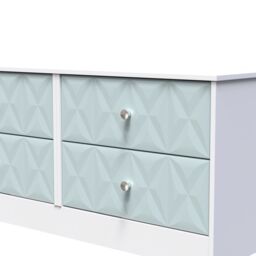 San Jose Ready Assembled Matt Duck Egg Blue & White No Effect 4 Drawer Wide Chest (H)521mm (W)1146mm (D)395mm - thumbnail 4
