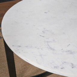 Pacific Lifestyle White Marble Round Coffee Table With Black Metal Legs 81Cm, Hendrick - thumbnail 6