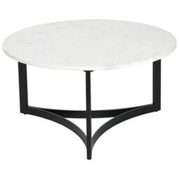 Pacific Lifestyle White Marble Round Coffee Table With Black Metal Legs 81Cm, Hendrick - thumbnail 7