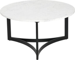 Pacific Lifestyle White Marble Round Coffee Table With Black Metal Legs 81Cm, Hendrick - thumbnail 2