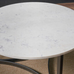 Pacific Lifestyle White Marble Round Coffee Table With Black Metal Legs 81Cm, Hendrick - thumbnail 3