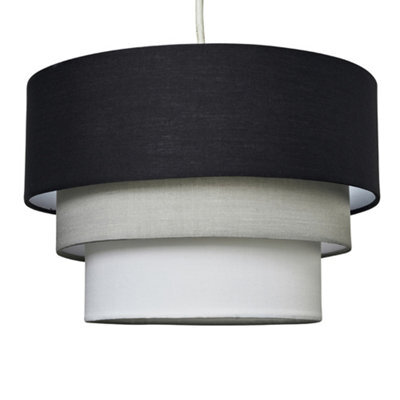 Valuelights Aztec 3 Tier Black Fabric Ceiling Light Shade (D)30Cm - image 1