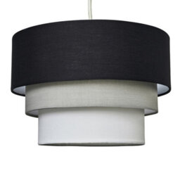 Valuelights Aztec 3 Tier Black Fabric Ceiling Light Shade (D)30Cm