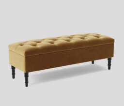 Alyana Ottoman Bench With Storage And Turned Wooden Legs, 90Cm Wide Ottoman Box - Mink Plush Velvet