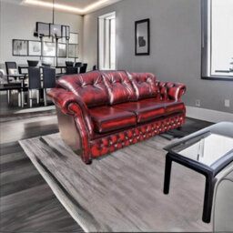 Chesterfield 3 Seater Antique Oxblood Red Leather Sofa Settee In Era Style - thumbnail 4