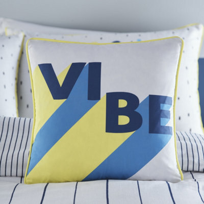 Appletree Vibe Kids Striped Navy Bedroom 100% Cotton Filled Cushion - image 1