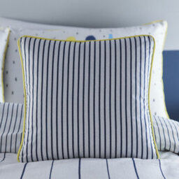 Appletree Vibe Kids Striped Navy Bedroom 100% Cotton Filled Cushion - thumbnail 2