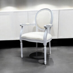 Minster Frame Linen Fabric Louis Dining Chair - L52 X W45 X H94 Cm - Grey - thumbnail 6