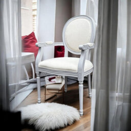 Minster Frame Linen Fabric Louis Dining Chair - L52 X W45 X H94 Cm - Grey - thumbnail 2
