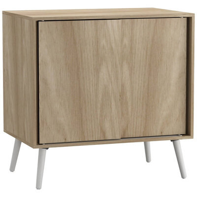 Urbn-Living Urbnliving 2-Door Sliding Chest Cabinet Sideboard Oak Carcass Closet Storage Cupboard Organiser With White Legs - image 1