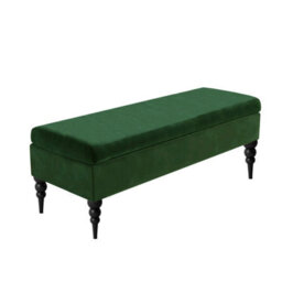 Safar Plain 150Cm Ottoman Storage Bench - Plush Velvet Shoe Bench - Forest Green Upholstery Footstool With Storage