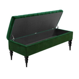 Safar Plain 150Cm Ottoman Storage Bench - Plush Velvet Shoe Bench - Forest Green Upholstery Footstool With Storage - thumbnail 2
