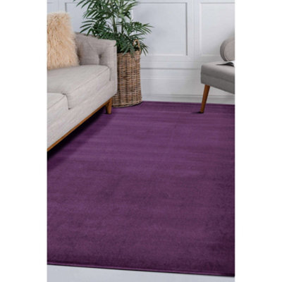 Melrose Colorama Plain Purple Plum Medium Indoor Area Rug 080/150Cm - image 1