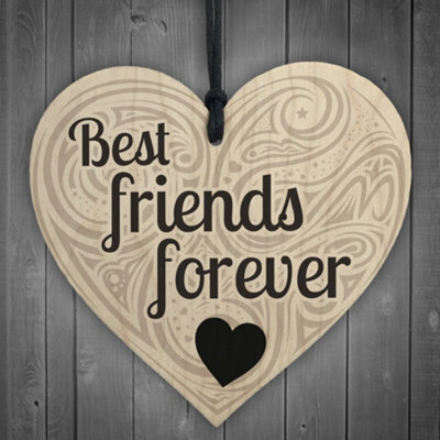 Red Ocean Friendship Best Friends Forever Sign Hanging Wooden Shabby Chic Love Heart Gift - image 1