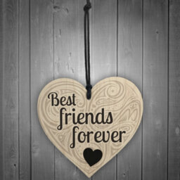 Red Ocean Friendship Best Friends Forever Sign Hanging Wooden Shabby Chic Love Heart Gift - thumbnail 2