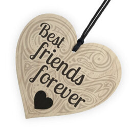 Red Ocean Friendship Best Friends Forever Sign Hanging Wooden Shabby Chic Love Heart Gift - thumbnail 6