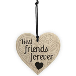 Red Ocean Friendship Best Friends Forever Sign Hanging Wooden Shabby Chic Love Heart Gift - thumbnail 5