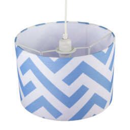 Happy Homewares Contemporary Sky Blue Fabric Lamp Shade With Geometric Chevron Pattern - thumbnail 3