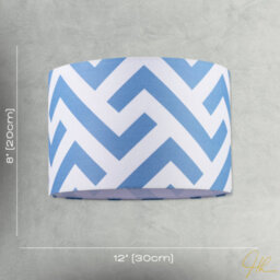 Happy Homewares Contemporary Sky Blue Fabric Lamp Shade With Geometric Chevron Pattern - thumbnail 7