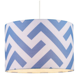 Happy Homewares Contemporary Sky Blue Fabric Lamp Shade With Geometric Chevron Pattern - thumbnail 2