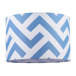 Happy Homewares Contemporary Sky Blue Fabric Lamp Shade With Geometric Chevron Pattern - thumbnail 1