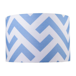 Happy Homewares Contemporary Sky Blue Fabric Lamp Shade With Geometric Chevron Pattern - thumbnail 4