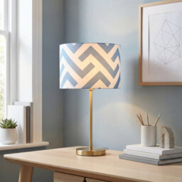 Happy Homewares Contemporary Sky Blue Fabric Lamp Shade With Geometric Chevron Pattern - thumbnail 6