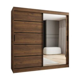 Arte Rubino V2 Oak Walnut Sliding Wardrobe 200Cm With Wide Mirrored Storage - thumbnail 2