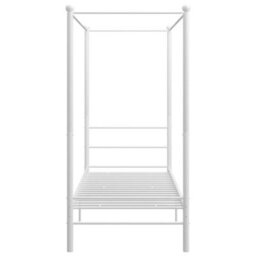Berkfield Canopy Bed Frame White Metal 90X200 Cm - thumbnail 4