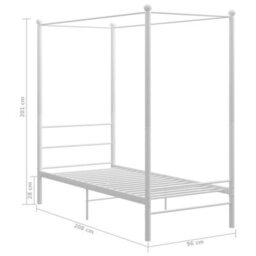 Berkfield Canopy Bed Frame White Metal 90X200 Cm - thumbnail 6