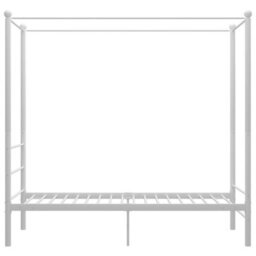Berkfield Canopy Bed Frame White Metal 90X200 Cm - thumbnail 3