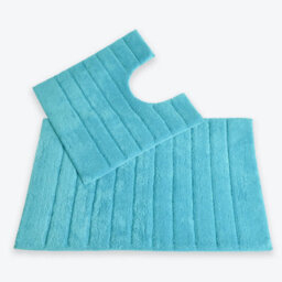 Allure Bath Fashions Ribbed Two Piece Bath Mat & Toilet Mat Set - Turquoise