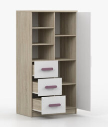 Arte Elegant Oak Sonoma And White Sideboard H1600mm W800mm D400mm - Heather Handles For Soft Interiors - thumbnail 3