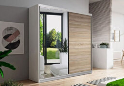 Vista 05 150X200X61Cm Sliding Door Wardrobe With Mirror White Matt Front + White Body - thumbnail 8
