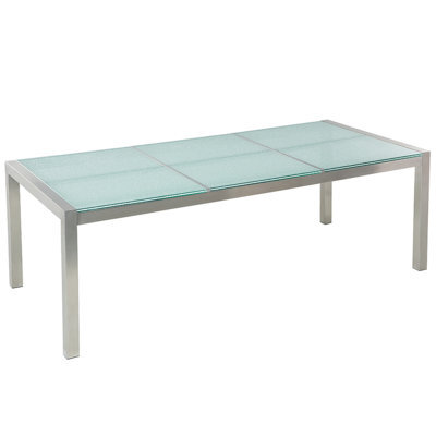 Beliani Garden Dining Table Grosseto 220 Cm 100 Cm Cracked Glass Transparent - image 1
