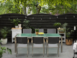 Beliani Garden Dining Table Grosseto 220 Cm 100 Cm Cracked Glass Transparent - thumbnail 2