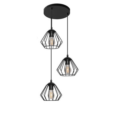 Luminosa Lighting Luminosa Agat Cluster Pendant Ceiling Light Black 38Cm