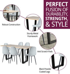 Hallowood Furniture Dudley 1.5M Dining Table Set With 6 Silver Grey Fabric Chairs - thumbnail 2