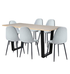 Hallowood Furniture Dudley 1.5M Dining Table Set With 6 Silver Grey Fabric Chairs - thumbnail 8
