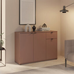 Furniture To Go Ganymede Wide 3 Door Cupboard With Drawer In Terracotta