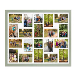 AK Frames 80X70Cm Green Modern Multi Photo Frame With White Mount - Holds 20 Apertures (18X) 6X4, (2X) 4X4 Photos - thumbnail 1