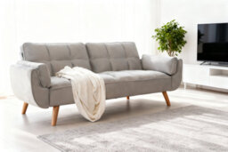 Eco Living Blythe Velvet Light Grey Futon 3-Seater Sofa Bed - thumbnail 6