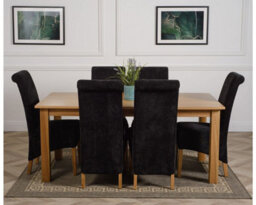 That's Furniture Oslo 180 X 90 Cm Large Oak Dining Table And 6 Chairs Dining Set With Montana Black Fabric Chairs - thumbnail 2
