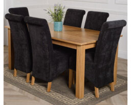 That's Furniture Oslo 180 X 90 Cm Large Oak Dining Table And 6 Chairs Dining Set With Montana Black Fabric Chairs - thumbnail 1